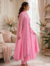 3 Piece Chiffon Maxi Suit for Women — Pink Stitched Frock with Sequin Dupatta