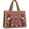 Embroidered Floral Canvas Tote