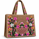 Embroidered Floral Canvas Tote
