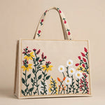 Embroidered Floral Canvas Tote