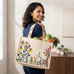 Embroidered Floral Canvas Tote