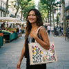 Embroidered Floral Canvas Tote