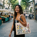 Embroidered Floral Canvas Tote