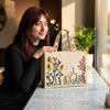 Embroidered Floral Canvas Tote
